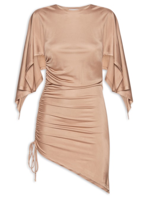 Blusa Feminina Ajustada Ao Corpo Com Franzidos - Bege