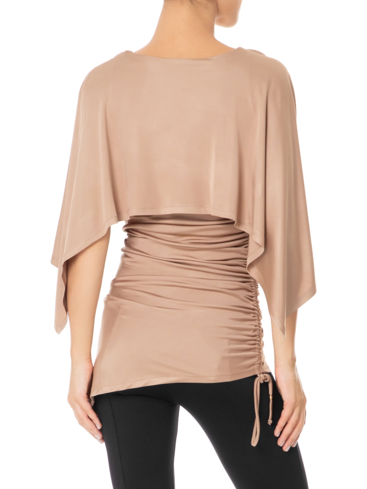 Blusa Feminina Ajustada Ao Corpo Com Franzidos Bege '2Essential