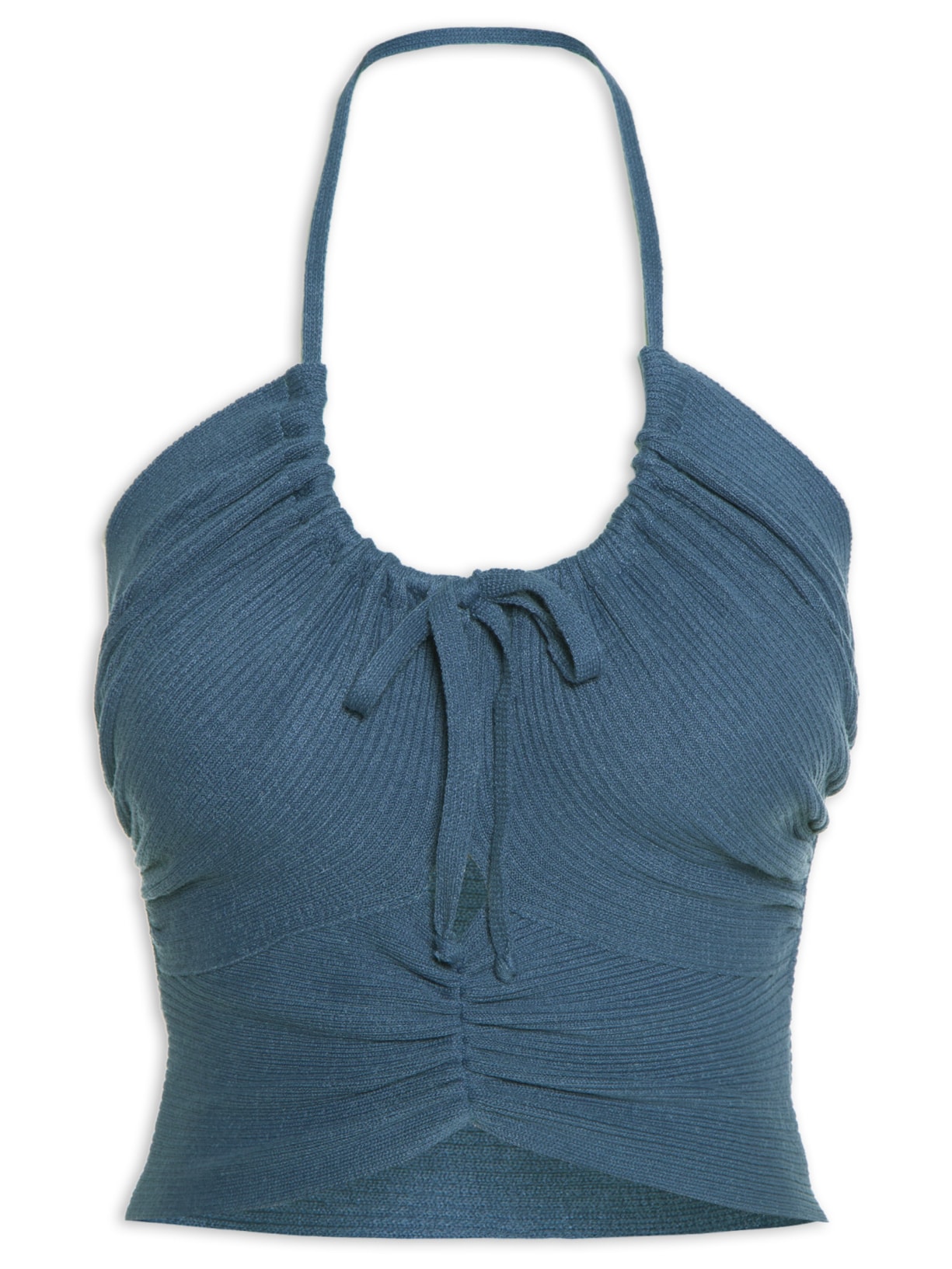 Blusa Feminina Alça Amarração Tricot - Azul