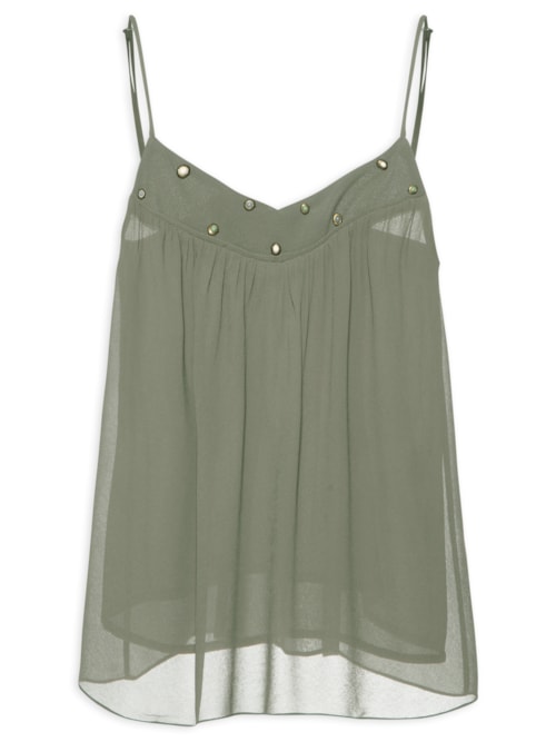 Blusa Feminina Alça Bordado - Cinza