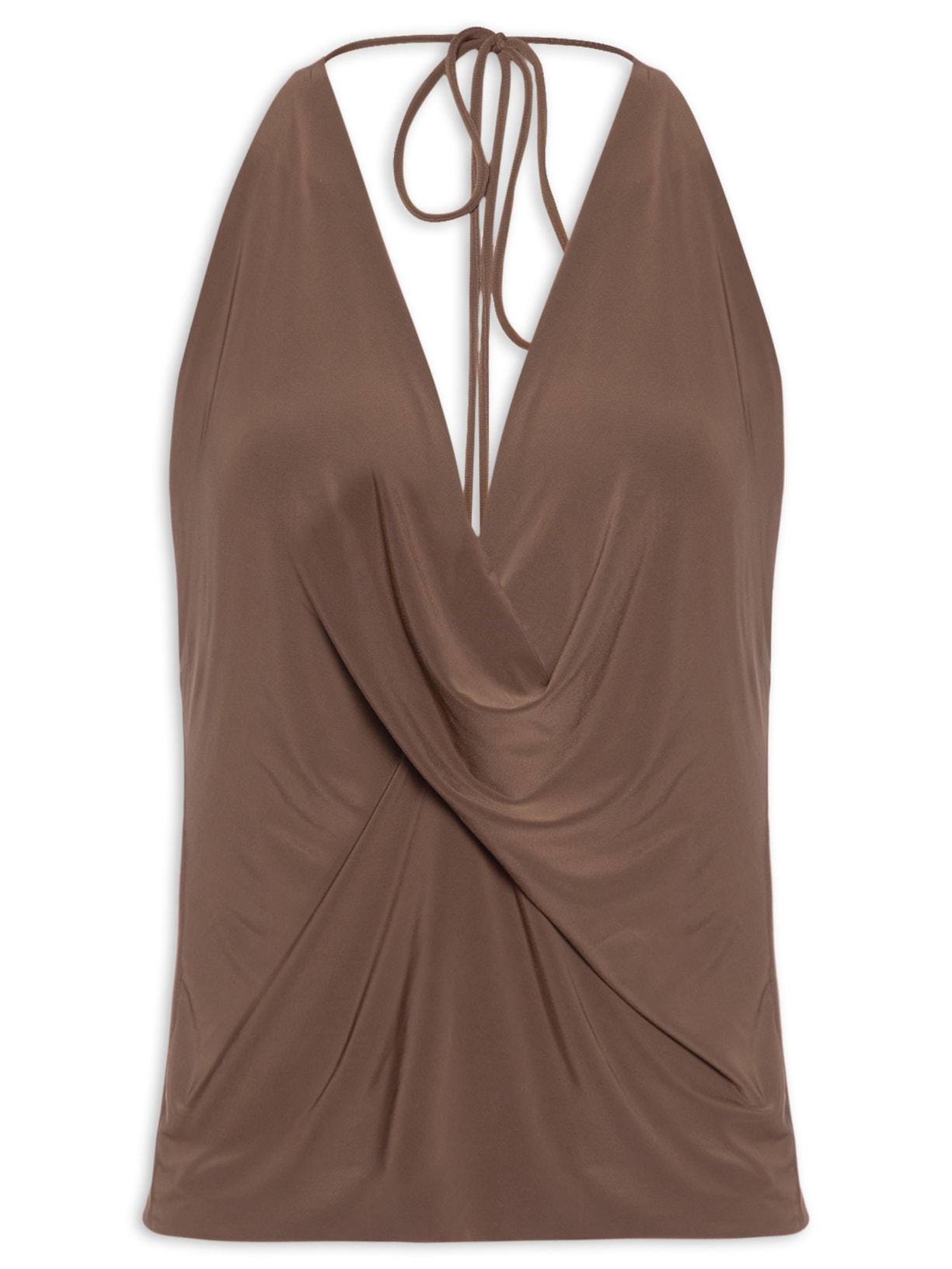 Blusa Feminina Alça Degagê Jersey - Marrom