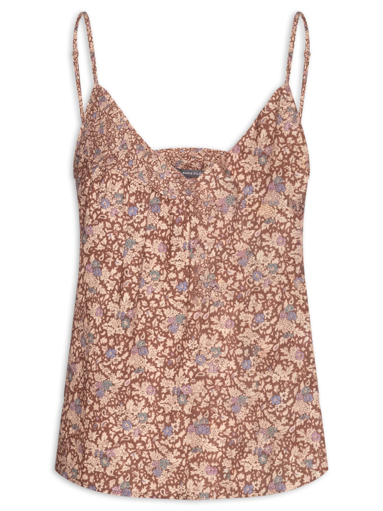 Blusa Feminina Alça Estampa Fiora - Marrom