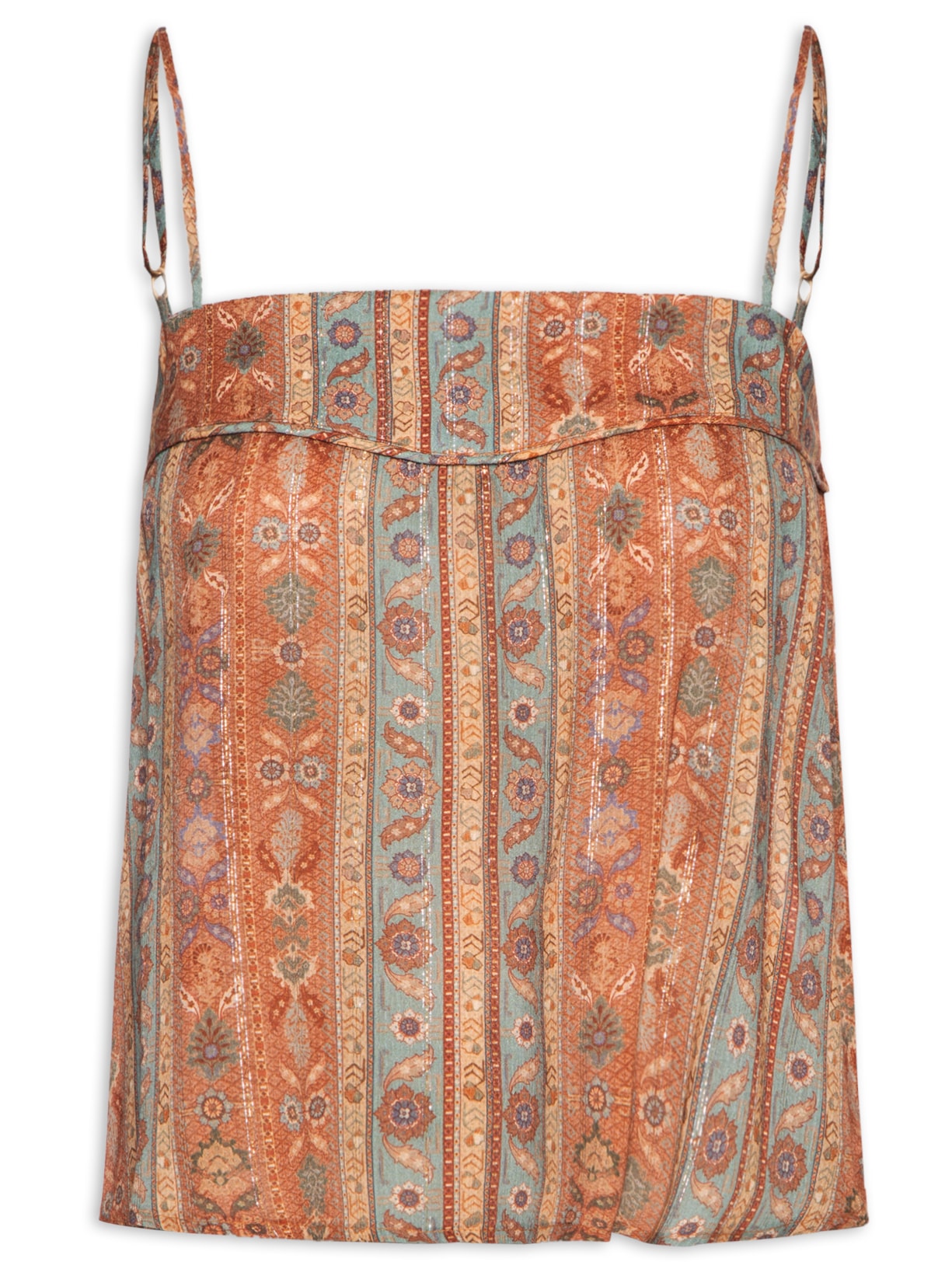 Blusa Feminina Alça Estampa Tapestry - Marrom