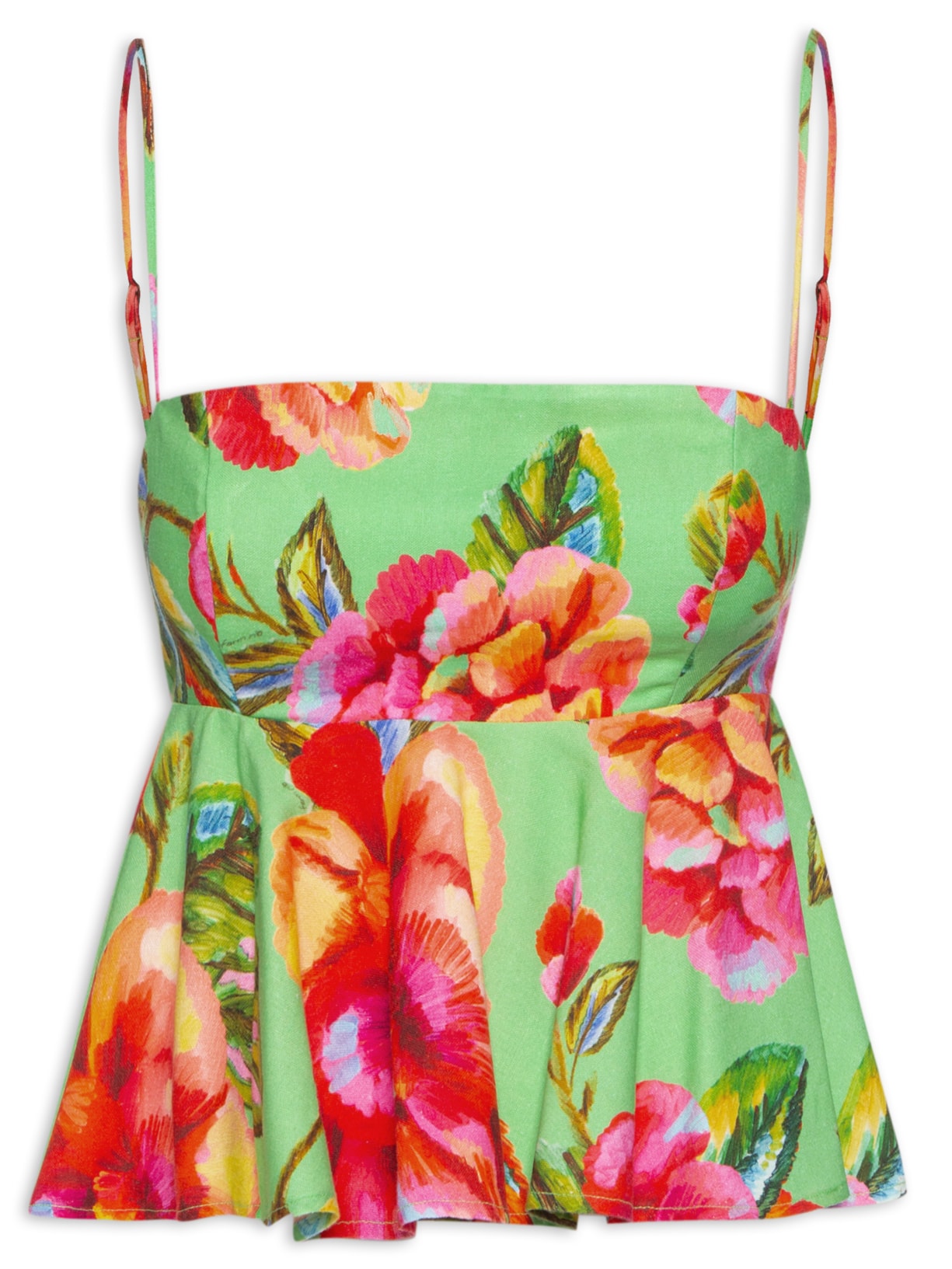 Blusa Feminina Alça Flor Céu - Verde