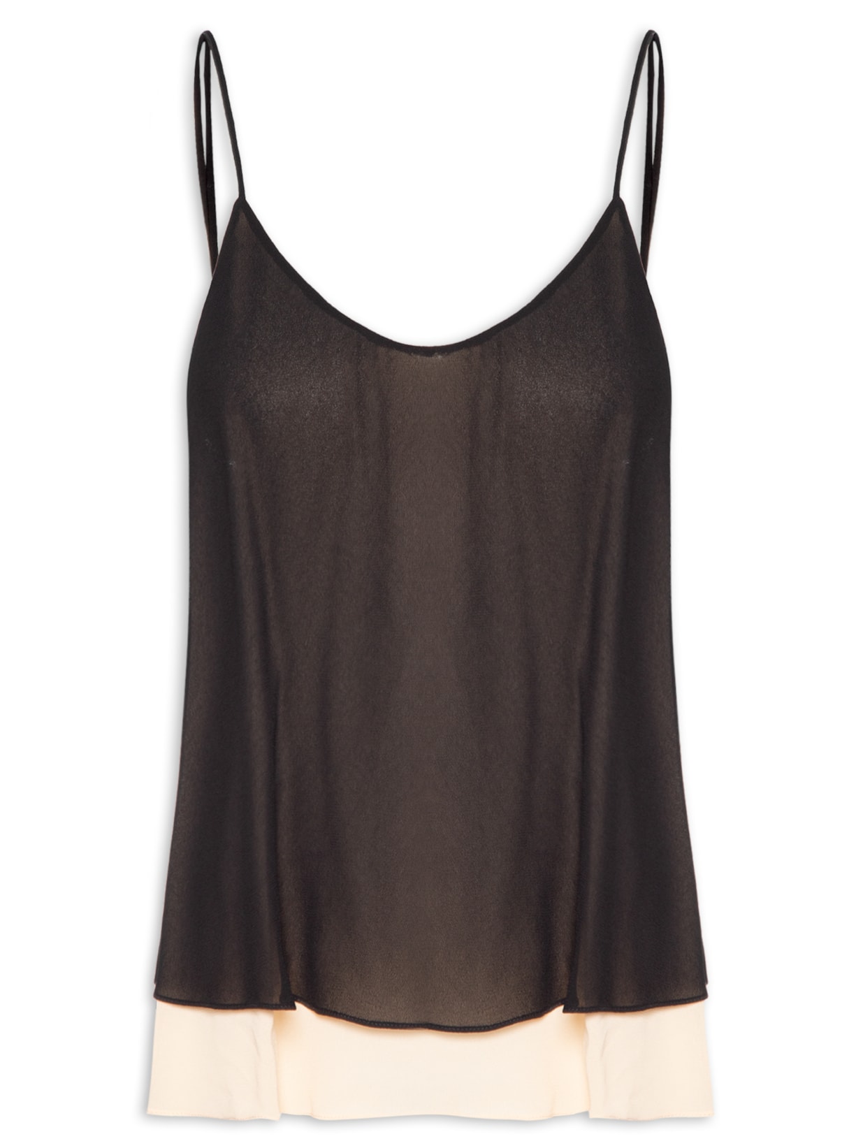 Blusa Feminina Alça GGT Bicolor - Preto