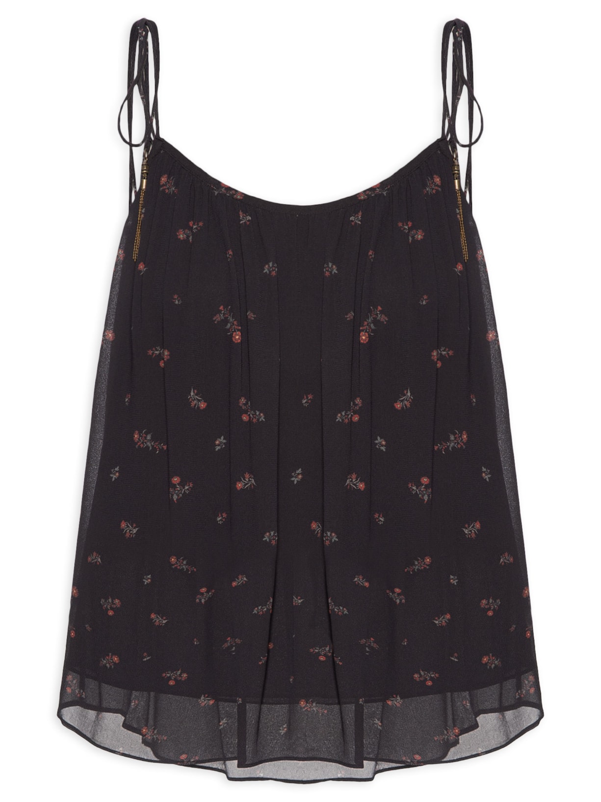 Blusa Feminina Alça GGT Estampa Lily Preto Maria Filó