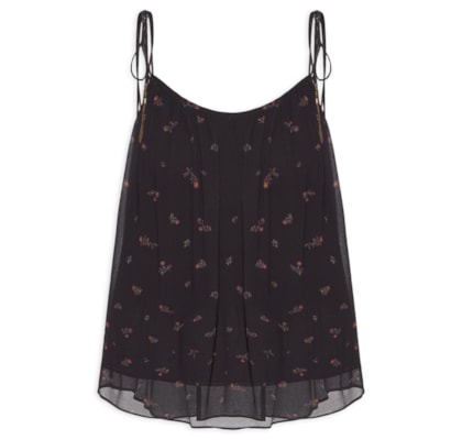 Blusa Feminina Alça GGT Estampa Lily - Preto