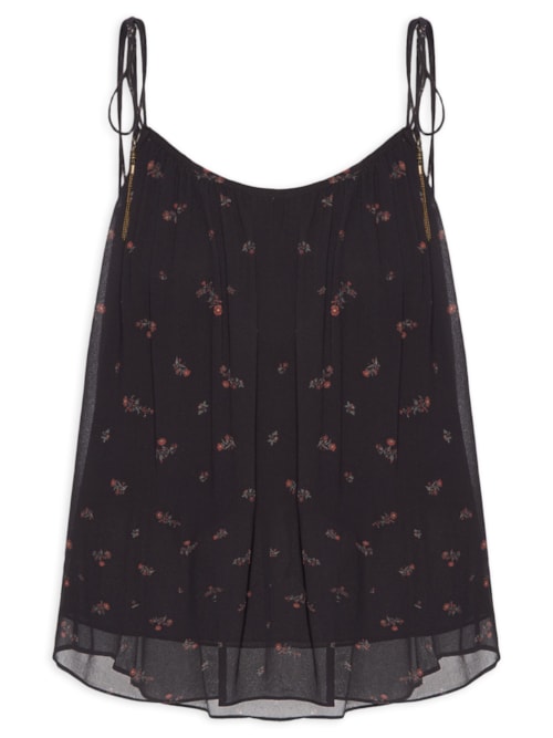 Blusa Feminina Alça GGT Estampa Lily - Preto