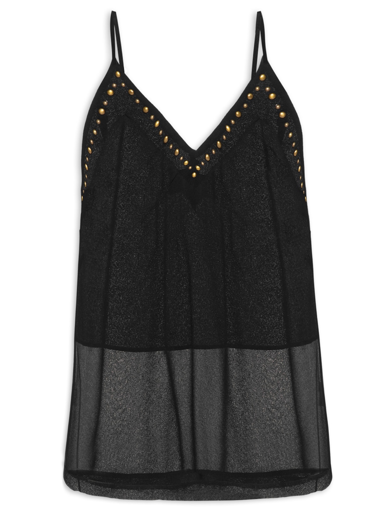 Blusa Feminina Alça GGT Tachas - Preto