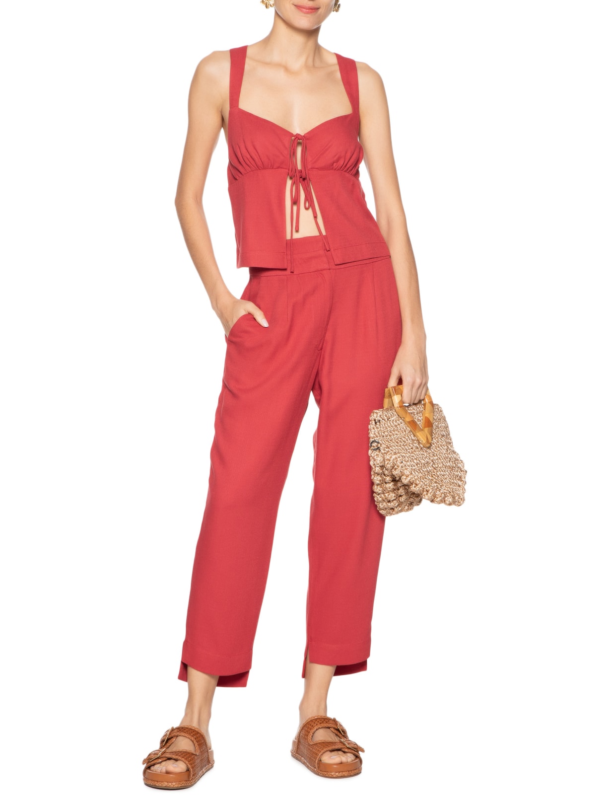 Blusa Feminina Alças Costas Cruzadas Vermelho Dress To