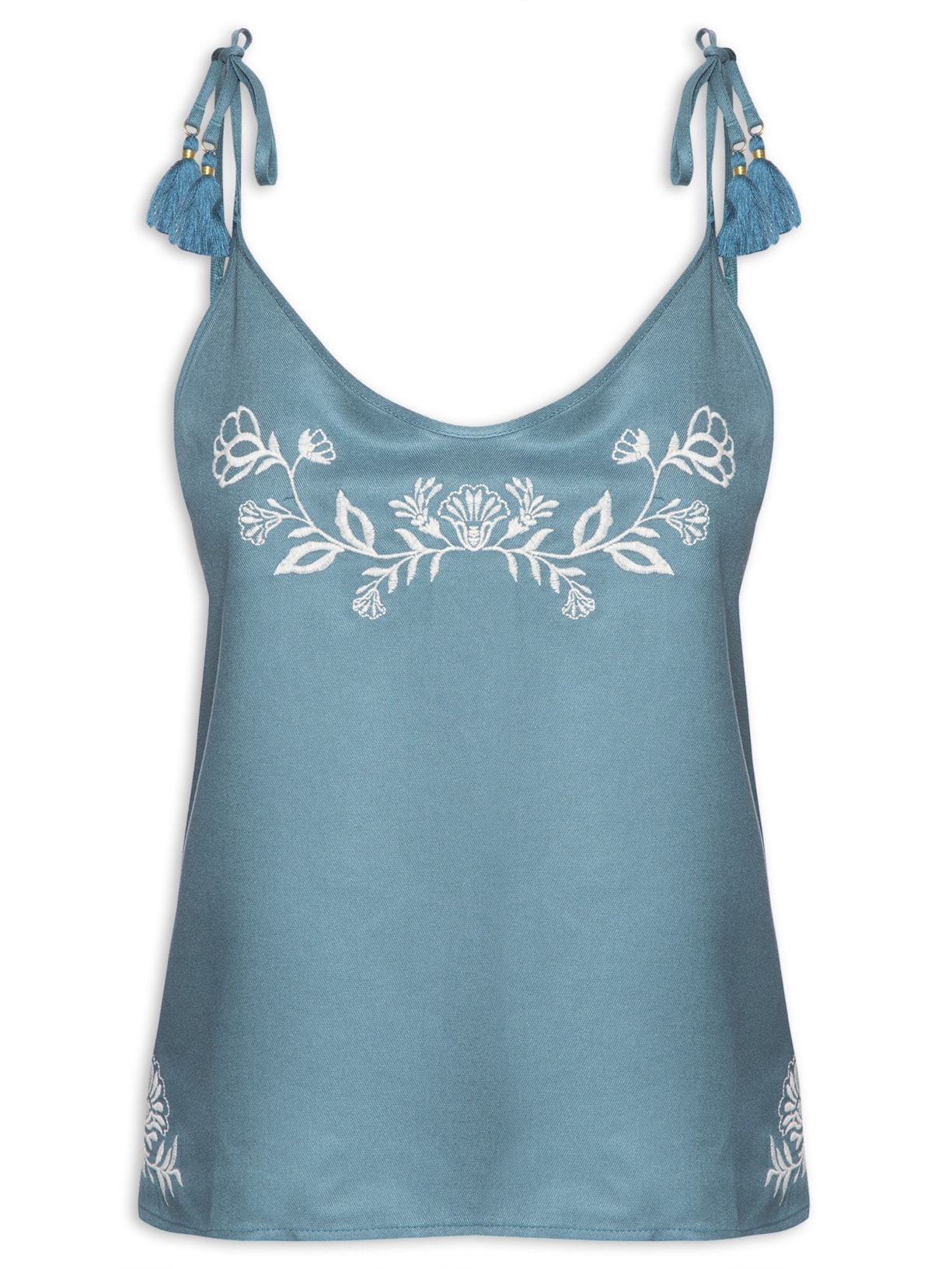 Blusa Feminina Alcinha Bordado Positano - Azul