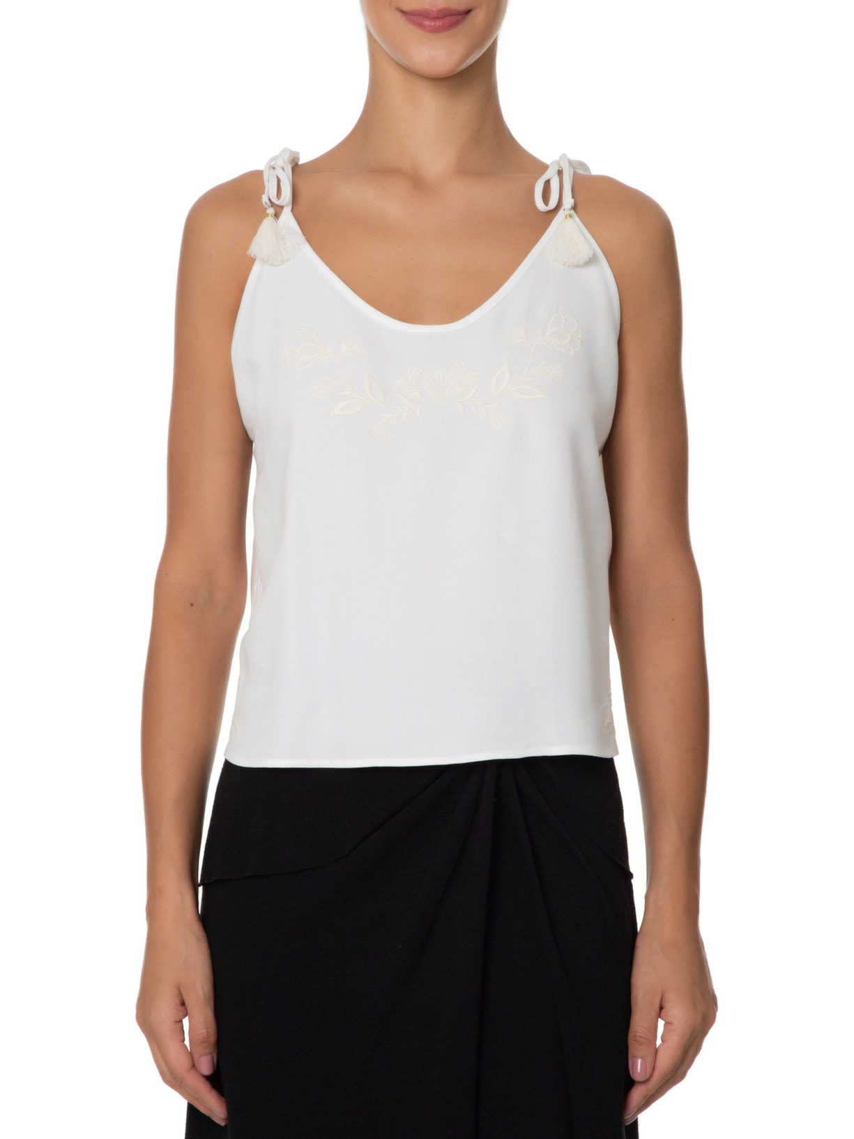 Blusa Feminina Alcinha Bordado Positano Branco Maria Filó