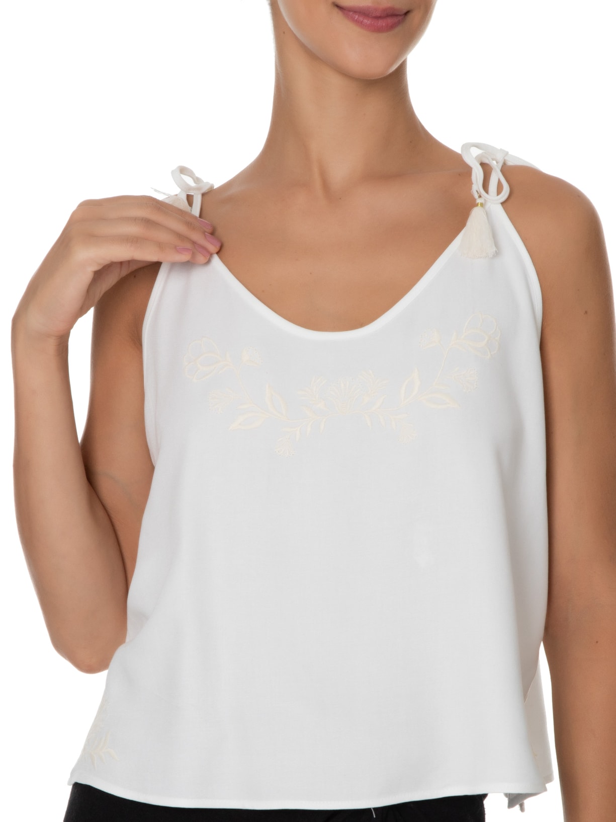 Blusa Feminina Alcinha Bordado Positano Branco Maria Filó