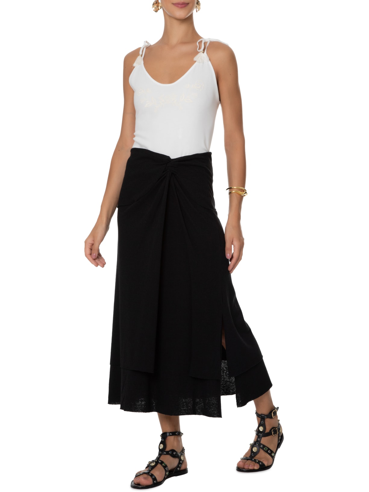 Blusa Feminina Alcinha Bordado Positano Branco Maria Filó