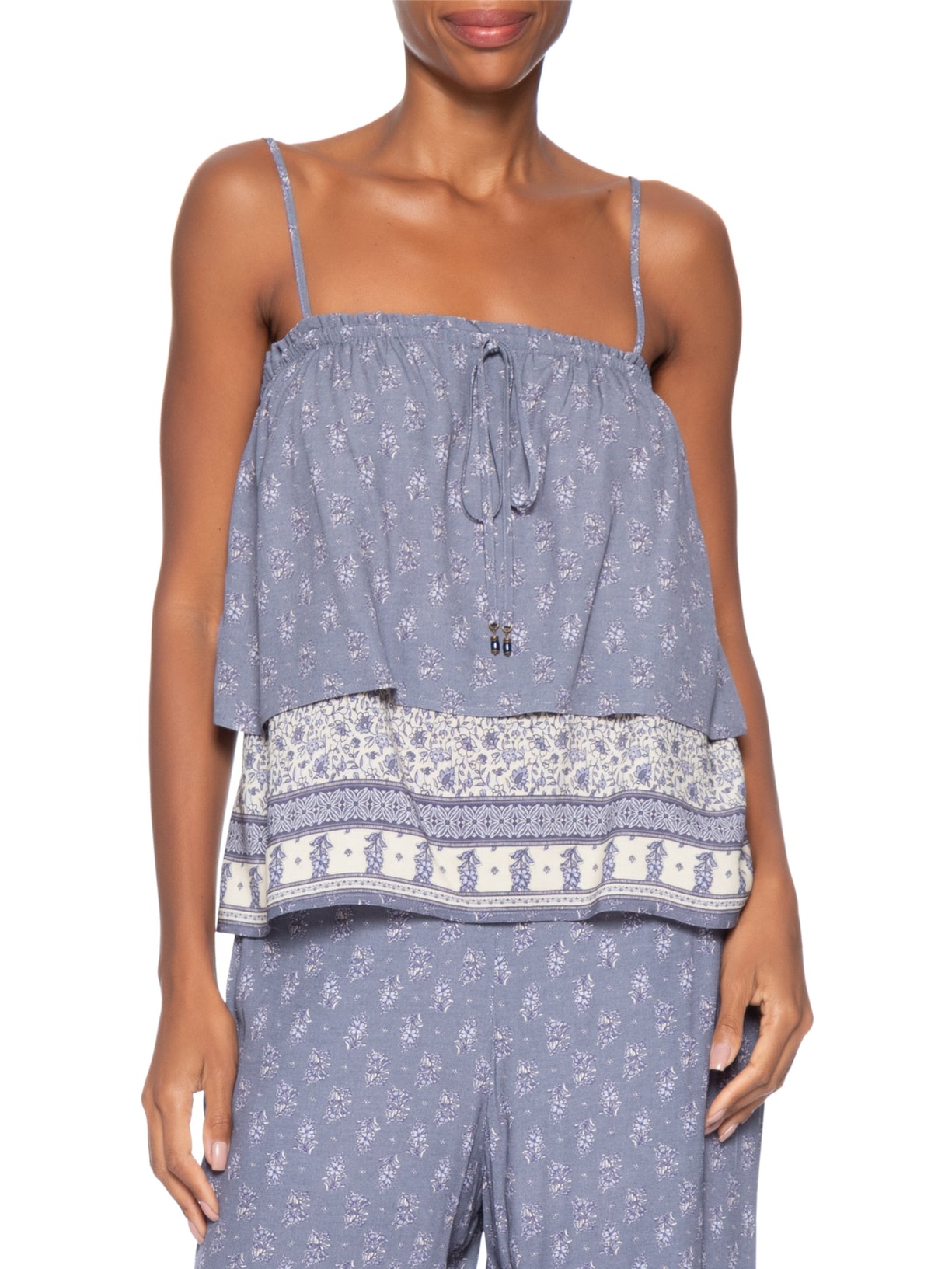 Blusa Feminina Alcinha Estampa Chilli C Azul Maria Filó