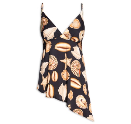 Blusa Feminina Alcinhas Conchas - Preto