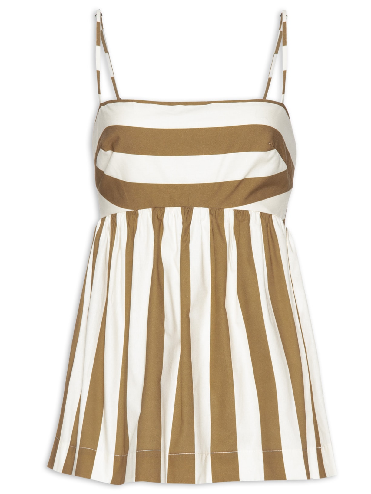 Blusa Feminina Alcinhas Listras - Bege