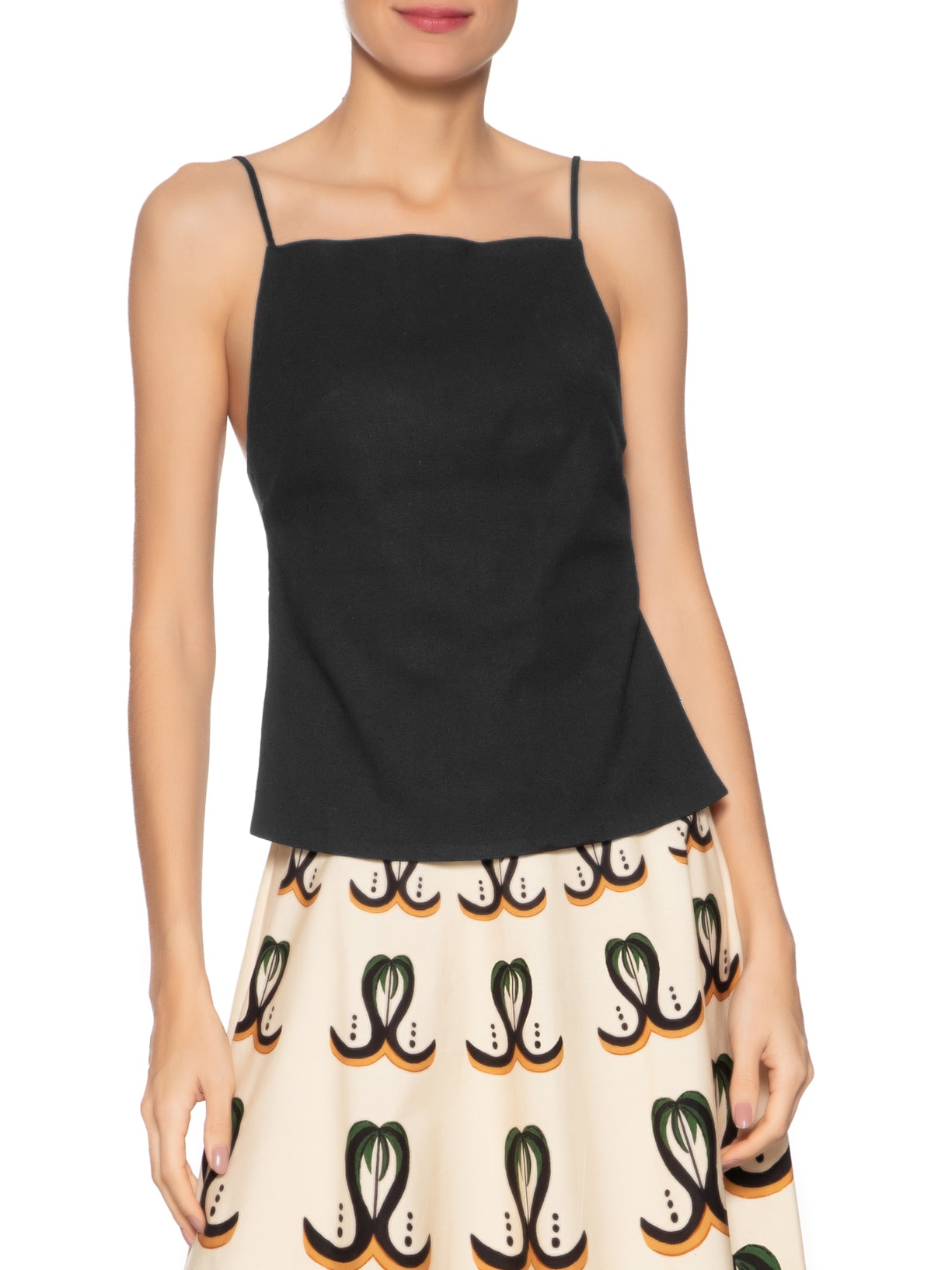 Blusa Feminina Alfaiataria Alcinhas Preto Farm