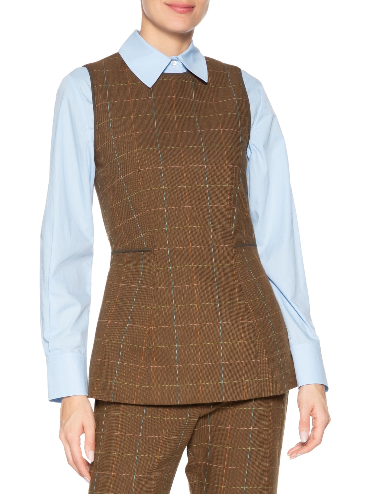 Blusa Feminina Alfaiatria Plus Betina Nko Marrom Nk