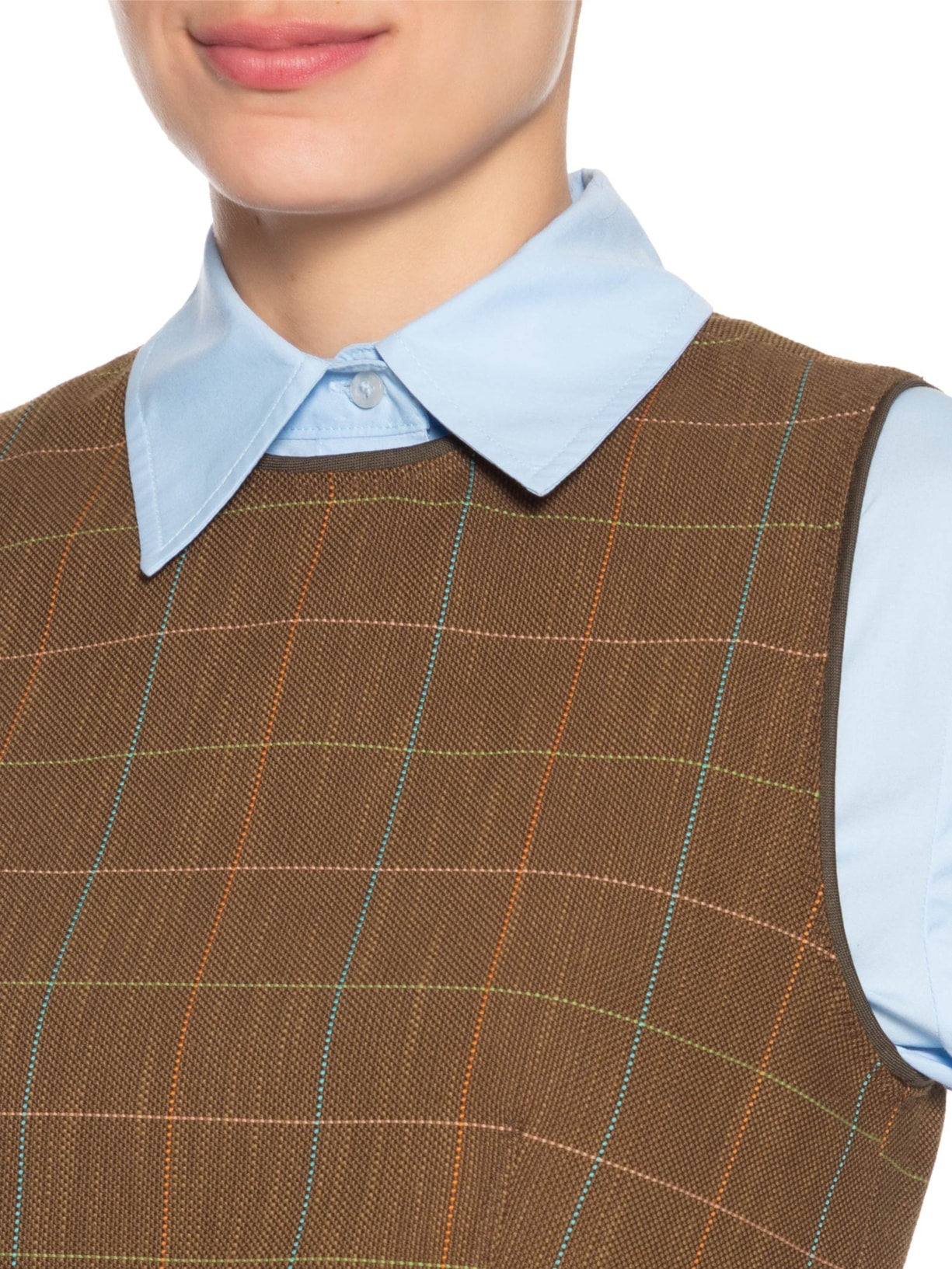 Blusa Feminina Alfaiatria Plus Betina Nko Marrom Nk