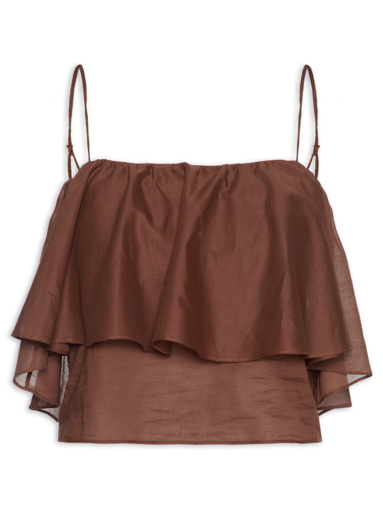 Blusa Feminina Algodão Babados - Marrom