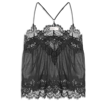 Blusa Feminina Algodão Com Renda - Preto