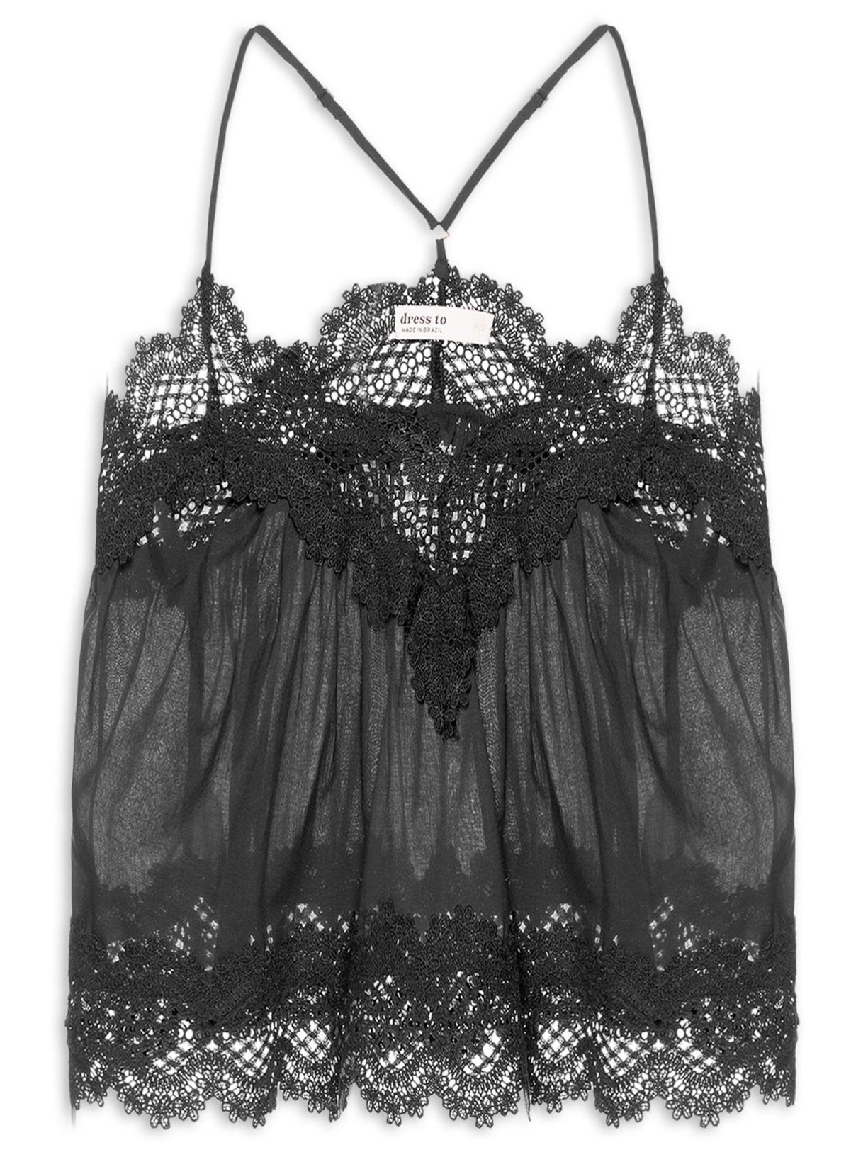 Blusa Feminina Algodão Com Renda - Preto