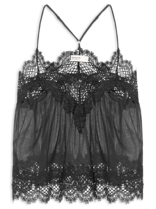 Blusa Feminina Algodão Com Renda - Preto