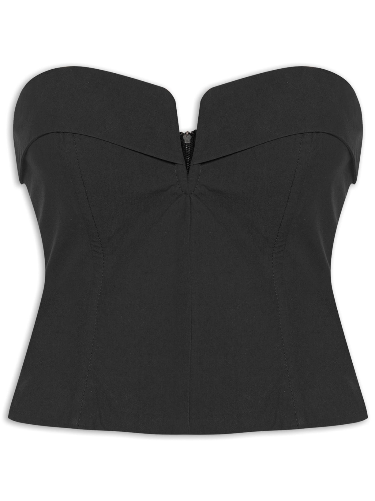 Blusa Feminina Algodão Decote V - Preto