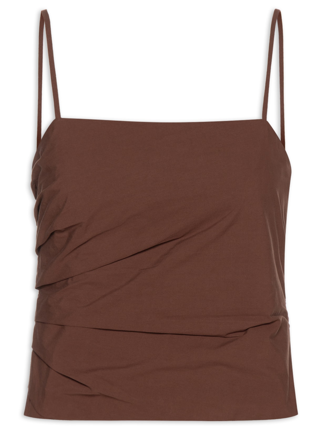 Blusa Feminina Algodão Pregas - Marrom