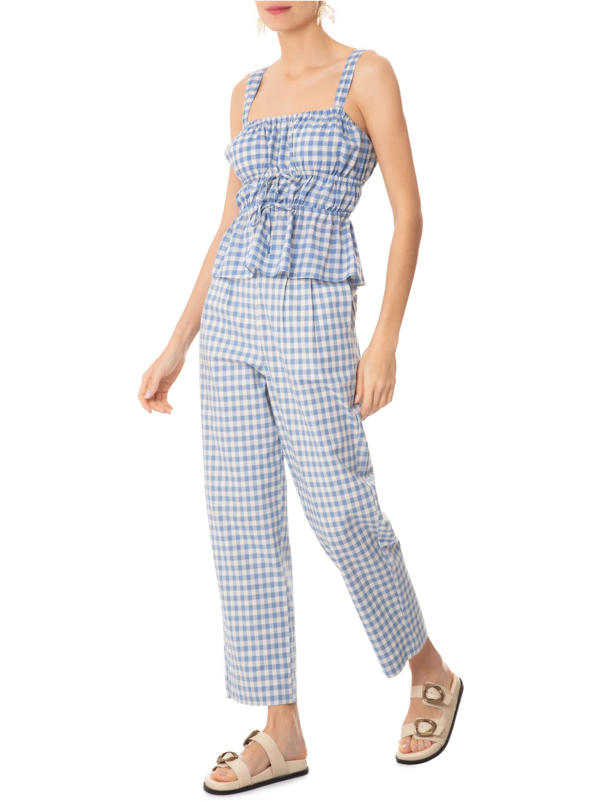 Blusa Feminina Algodão Vichy Azul Dress To