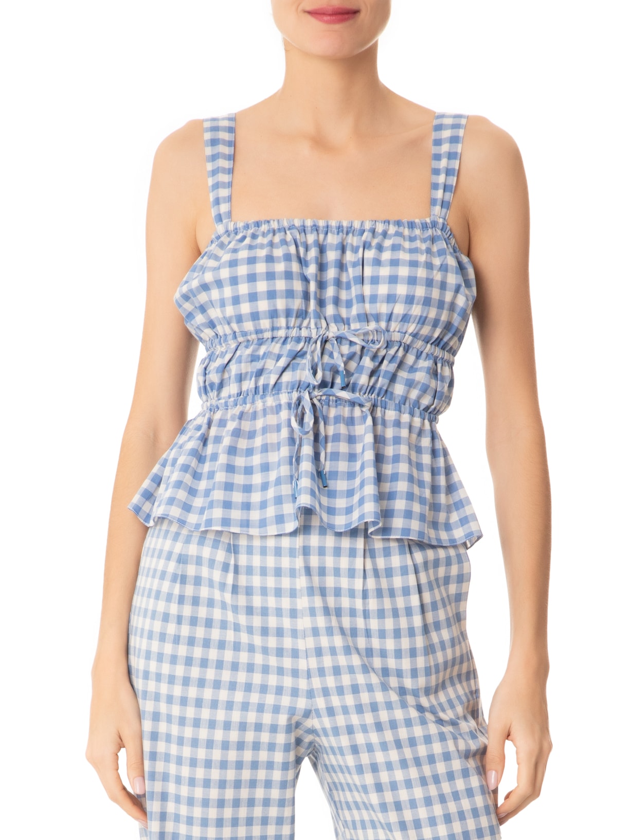 Blusa Feminina Algodão Vichy Azul Dress To