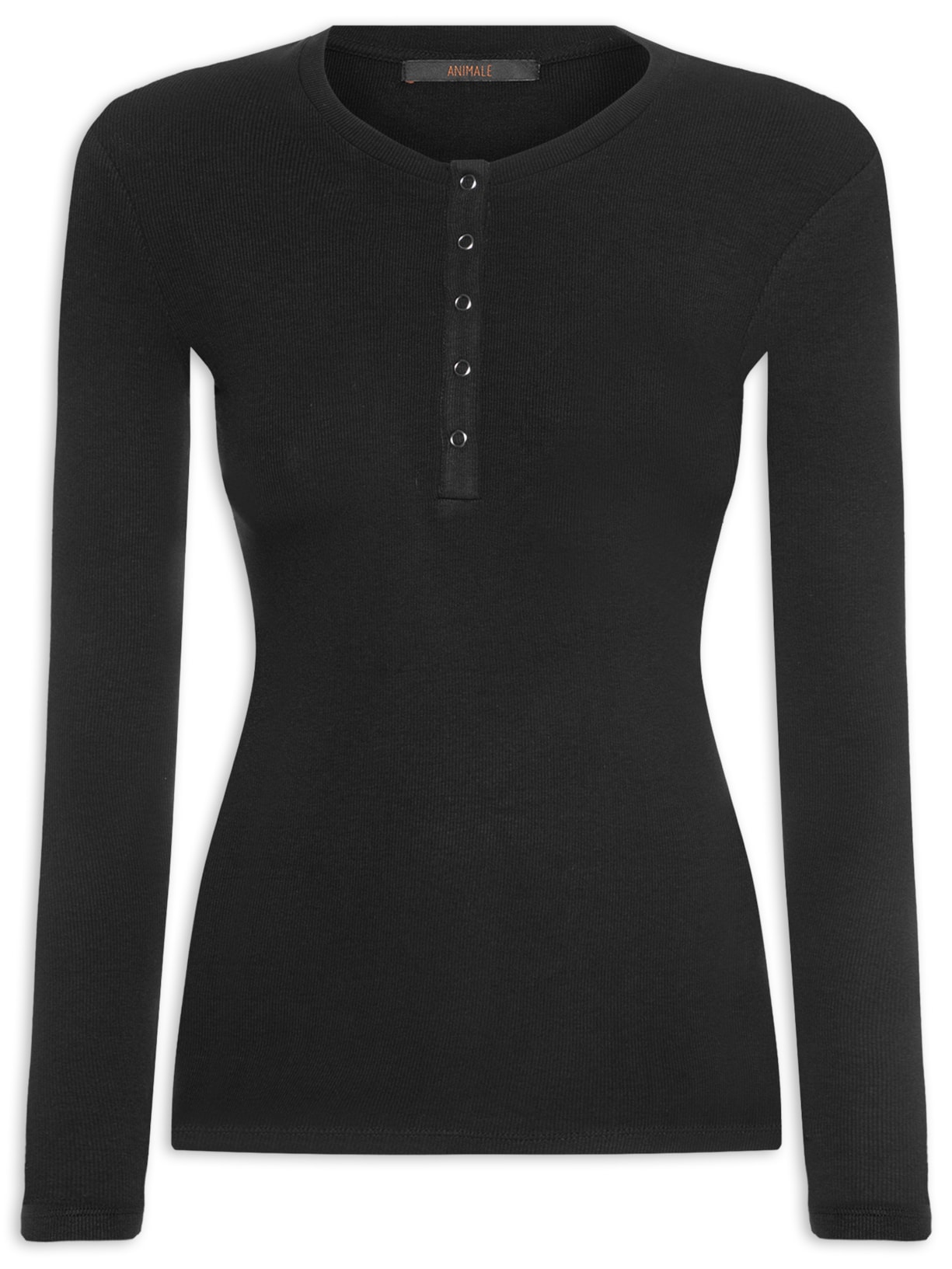 Blusa Feminina Alle Botões Rib Basic - Preto