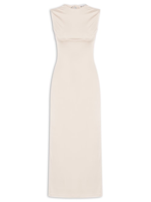 Blusa Feminina Alongada Assimétrica - Bege
