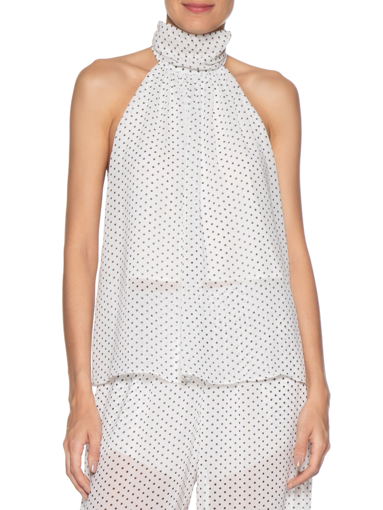 Blusa Feminina Alongada Com Decote Halter Off White '2Essential