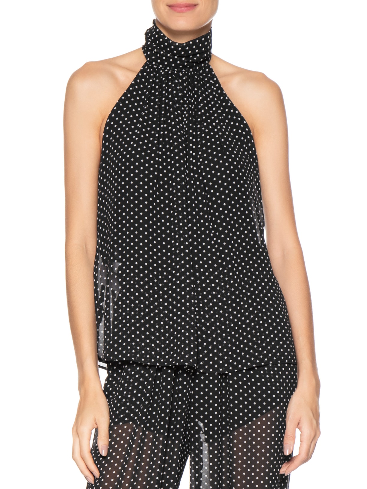 Blusa Feminina Alongada Com Decote Halter Preto '2Essential