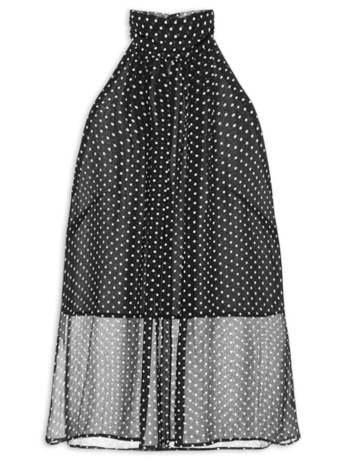 Blusa Feminina Alongada Com Decote Halter - Preto
