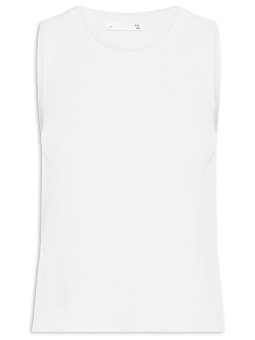 Blusa Feminina Alongada Em Tricot - Branco
