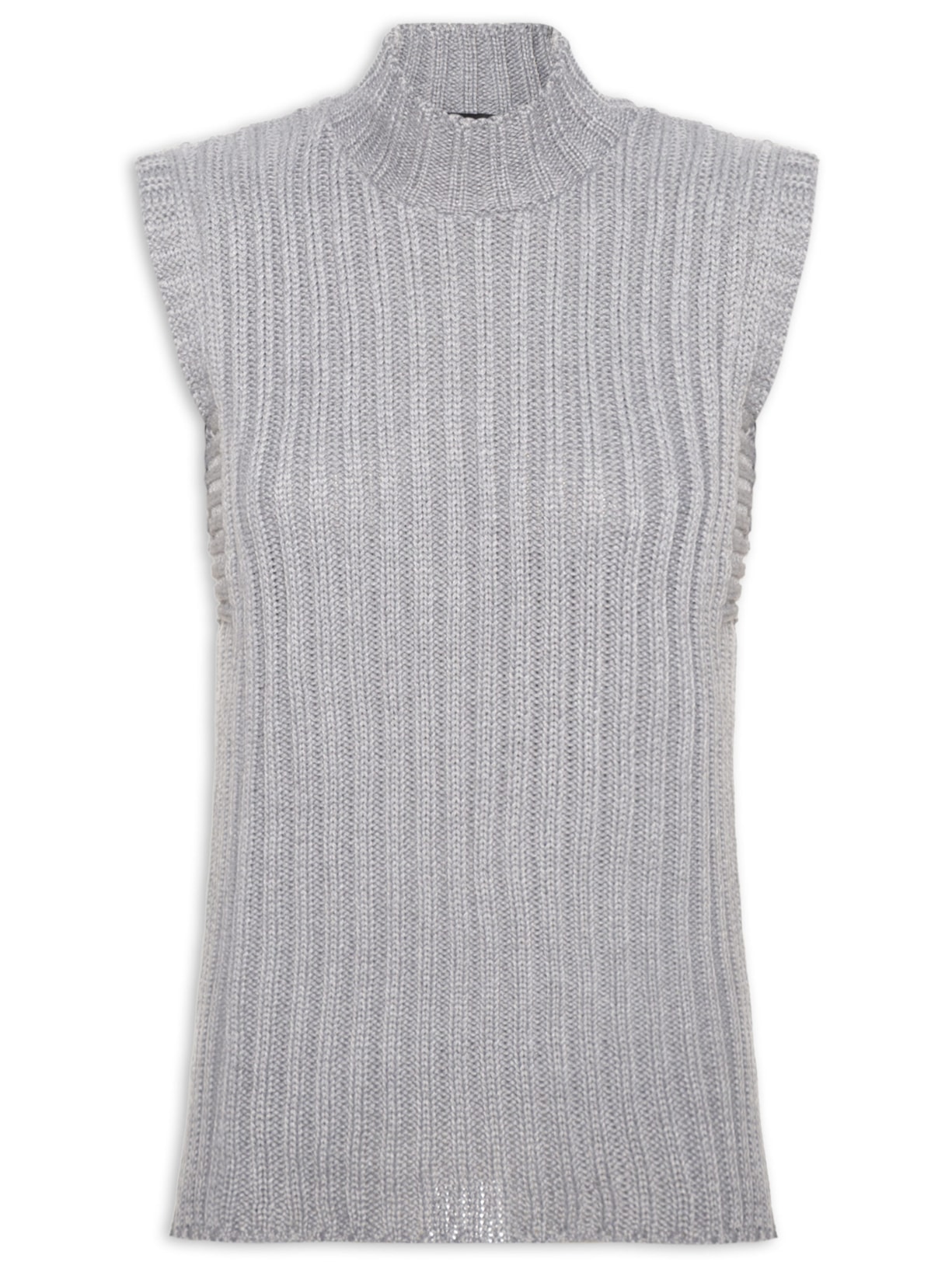 Blusa Feminina Alongada Em Tricot Cinza Market 33