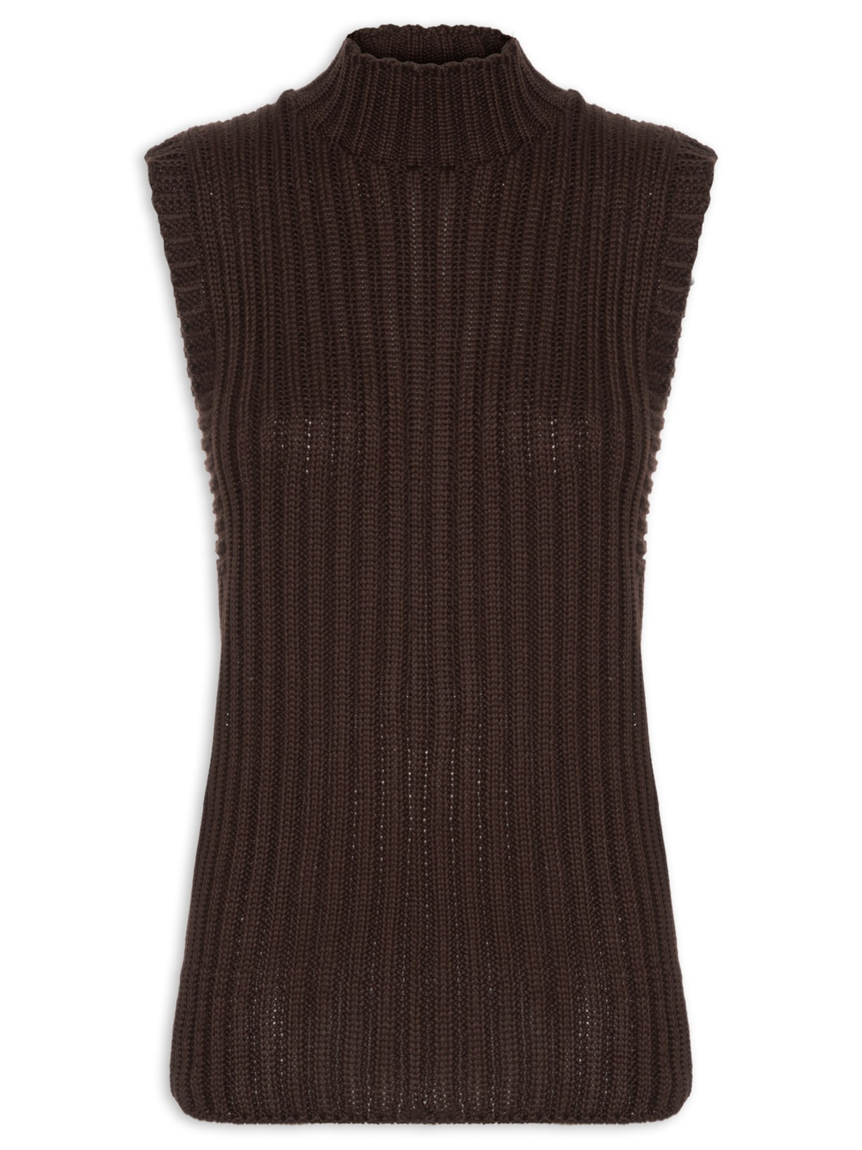 Blusa Feminina Alongada Em Tricot Marrom Market 33