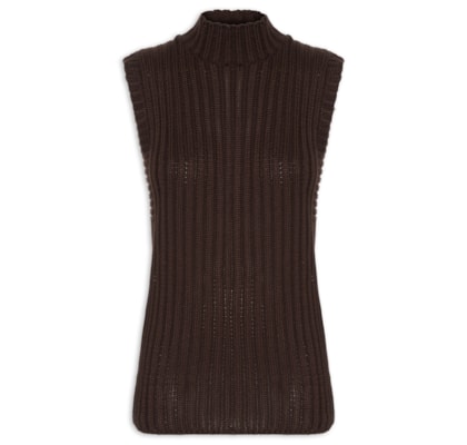 Blusa Feminina Alongada Em Tricot - Marrom