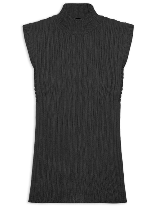Blusa Feminina Alongada Em Tricot - Preto