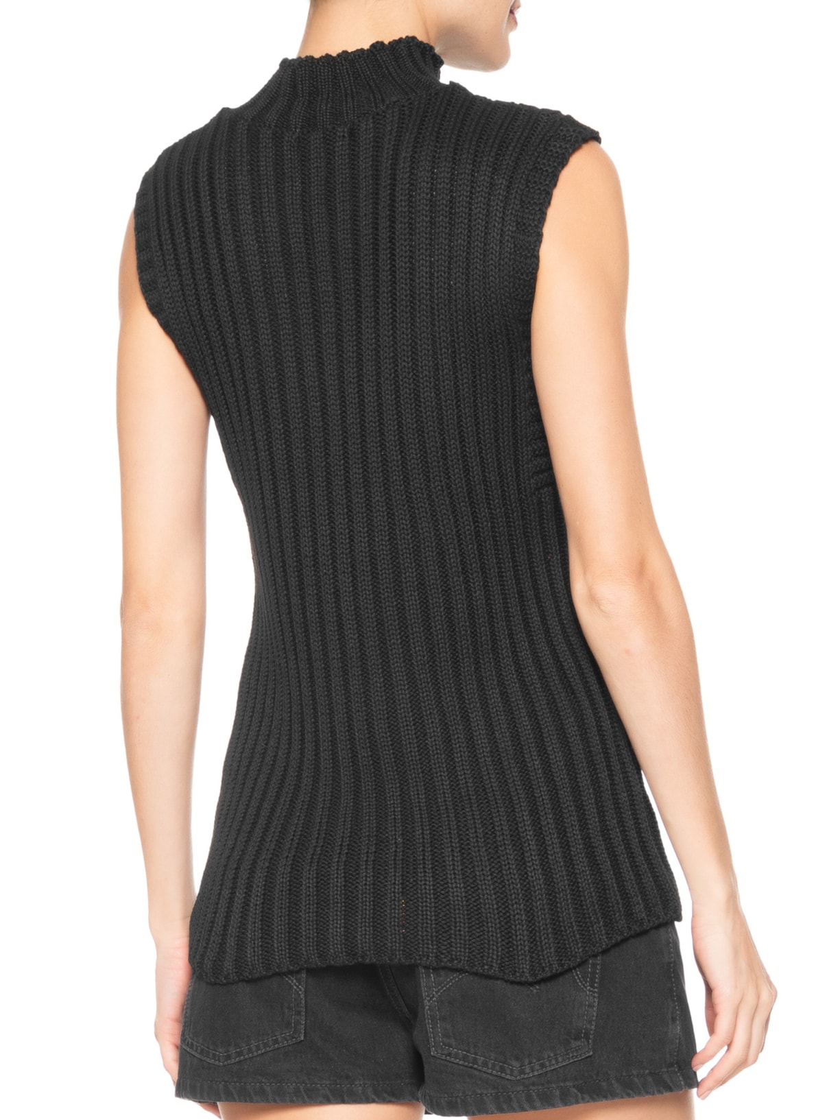 Blusa Feminina Alongada Em Tricot Preto Market 33