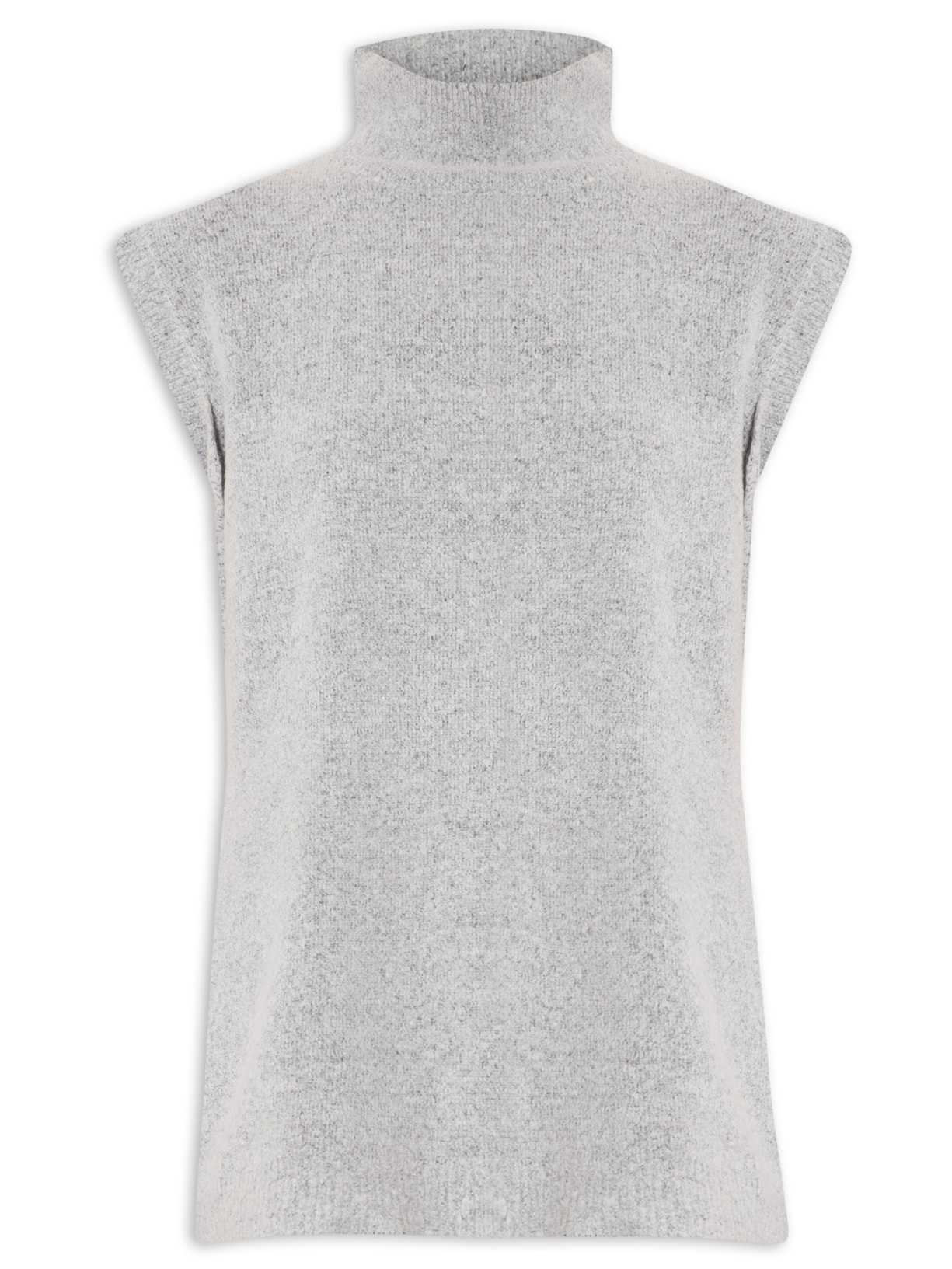 Blusa Feminina Alongada Gola Alta Abertura Lateral - Cinza