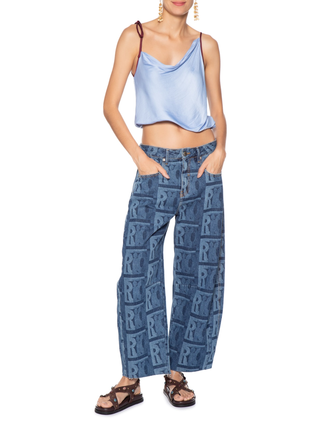 Blusa Feminina Amarração Azul Farm