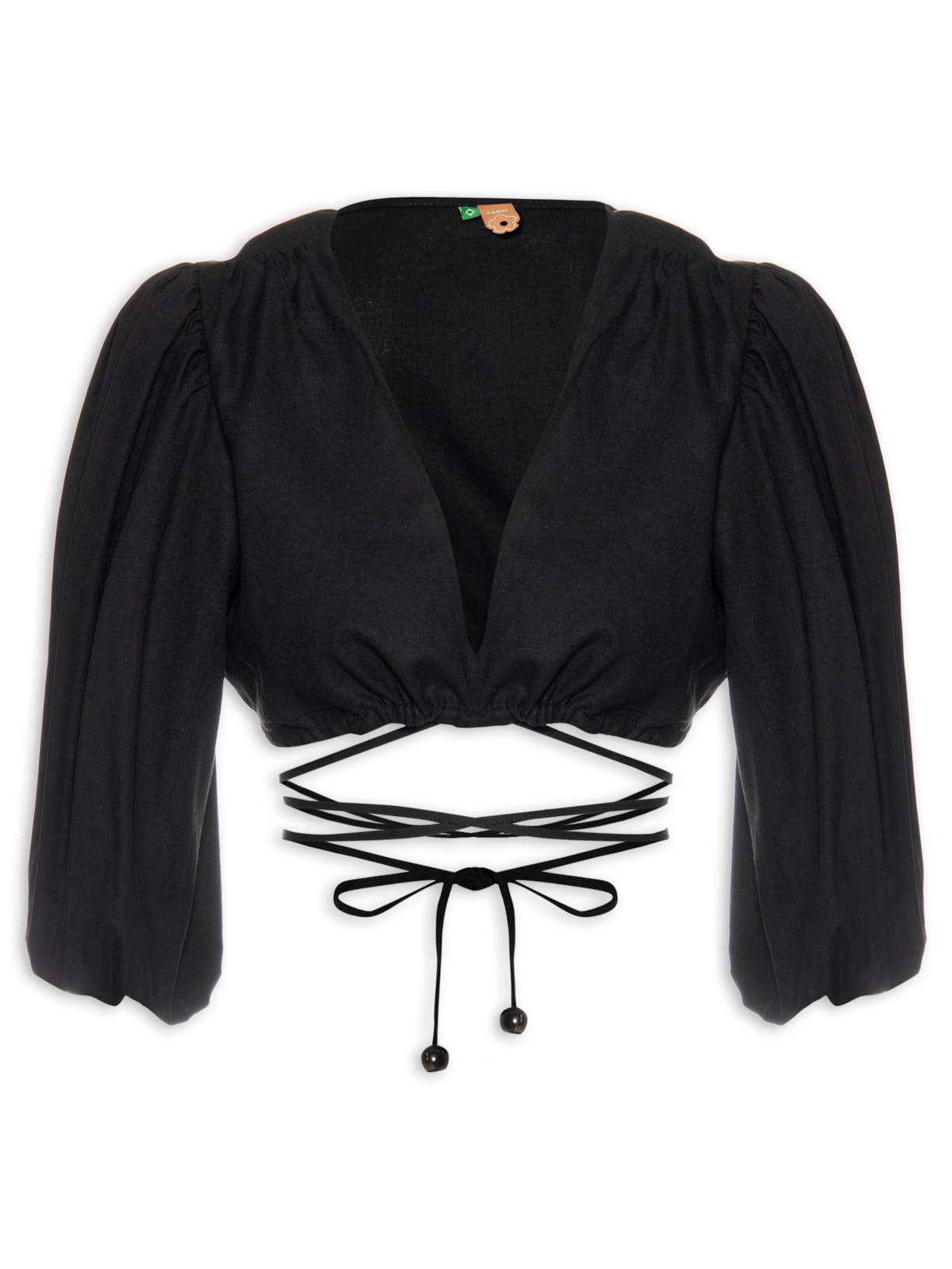 Blusa Feminina Amarração Com Manga - Preto