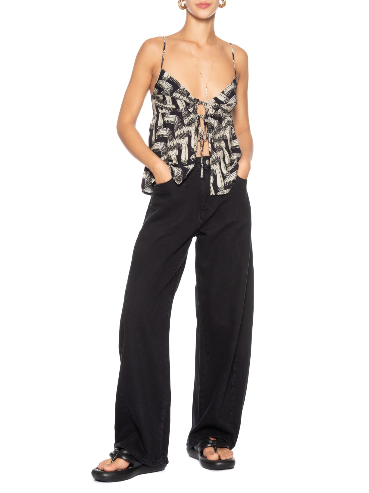 Blusa Feminina Amarração Tucanário Preto Farm