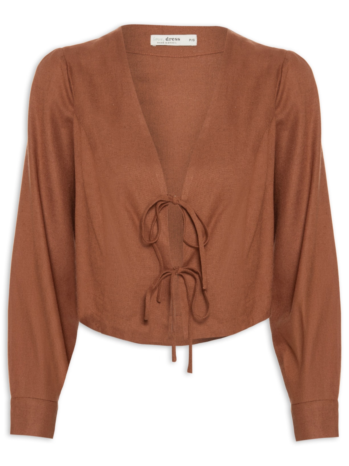 Blusa Feminina Amarrações Linho - Marrom
