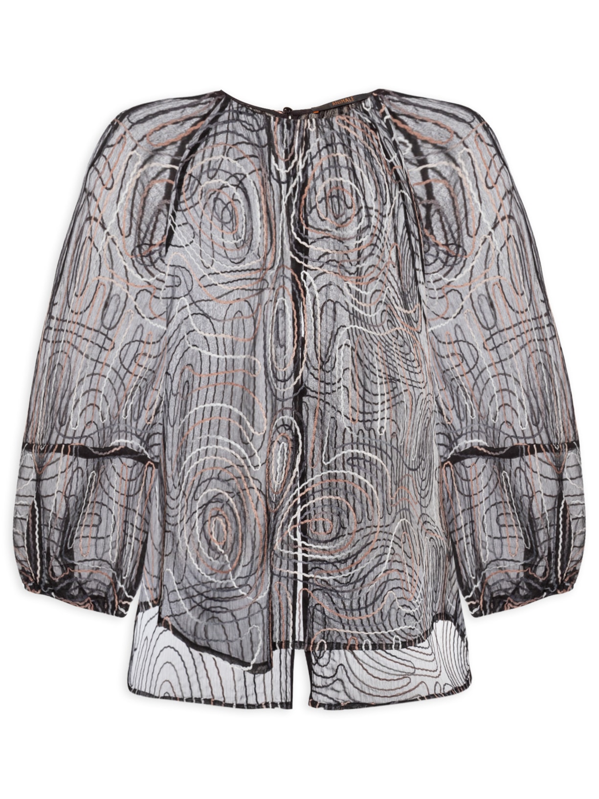 Blusa Feminina Ampla Bordada - Preto