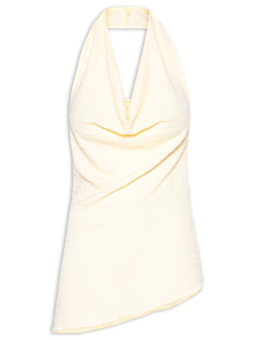 Blusa Feminina Assimétrica Com Decote Degagê - Amarelo